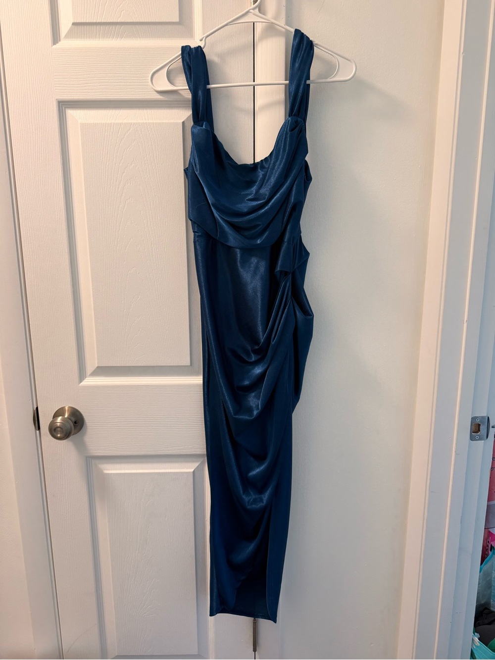 ASOS Draped Satin Midi Dress blue